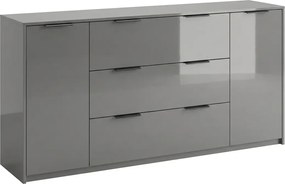 Szara komoda nowoczesna z 3 szufladami szary połysk lawa H1-C18