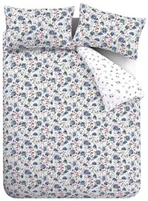 Biało-niebieska flanelowa pościel dwuosobowa 230x220 cm Ophelia Floral – Bianca