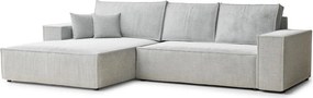 Jasnoszary rozkładany/ze schowkiem narożnik z tkaniny szenilowej (lewostronny/z szezlongiem) Maze – Maison de Rêve