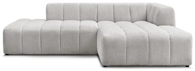 Jasnoszary narożnik z materiału bouclé (prawostronny/z szezlongiem) Annecy – Bobochic Paris
