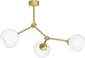 Złota lampa wisząca z mosiądzu z białymi kloszami G-S3
