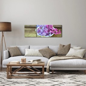 Obraz - fioletowa roślina (z zegarem) (90x30 cm)
