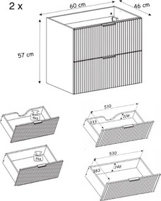 Szafka pod umywalkę, Kaszmir / Dąb Craft + czarny uchwyt, 140 x 57 x 46 cm + Blat