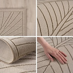 Dywan uniwersalny Nova 3D Motyw Roślinny beżowy koło 80 cm x 80 cm