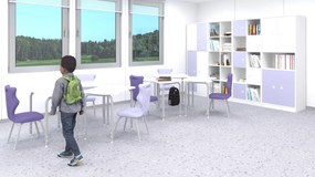 Zestaw mebli do pracowni szkolnych Blox Colours 10, fronty pastelowy fioletowy