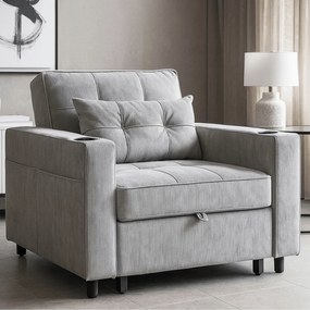 Fotel do Spania SOLOR Rozkładany Amerykanka Szary Sztruksowy Nowoczesny