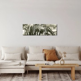 Obraz - Żyrafy, vintage (z zegarem) (90x30 cm)