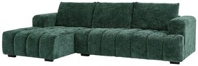 Kanapa narożna lewostronna z zielonej teksturowanej tkaniny BENOLA