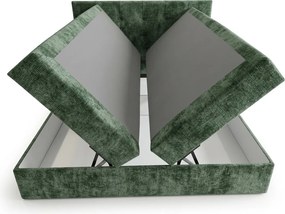 Tapicerowane łóżko kontynentalne DIRELIS VIBE 140x200 cm ciemnozielone Materac: Materac sprężynowy Bonell
