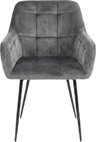 Szare krzesło jadalniane LOREN VELVET z czarnymi nogami