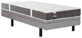 Łóżko elektryczne relaksacyjne dekoracyjne + materac 3-strefowy 100% lateks - 80 x 200 cm - Tkanina - Szary - PANISOLA marki Ysmée