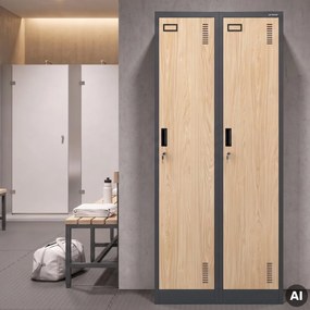 Szafa socjalna czterokomorowa Eco Design Kacper 80x50x180 cm, antracyt/dąb sonoma