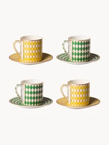 Komplet filiżanek do espresso ze spodkiem Chess, 4 elem.