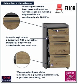 Nowoczesna komoda z 4 szufladami dąb artisan + antracyt G6-C54
