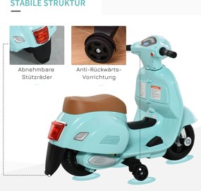 VESPA Elektryczny Motocykl Dla Dzieci Pojazd Elektryczny 3-6 Lat Zielony Bezpieczna Przygoda | Aosom PL