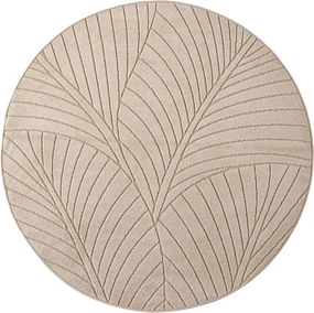 Dywan uniwersalny Nova 3D Motyw Roślinny beżowy koło 200 cm x 200 cm