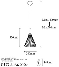 Czarna lampa wisząca z metalowym kloszem ø 24 cm Dear – Opviq lights