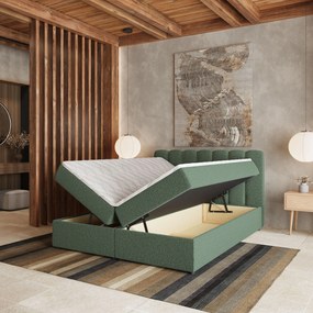 Masseno Łóżko kontynentalne SOLIA z pojemnikiem na pościel 160x200 cm - Zielony, QUELLE 37