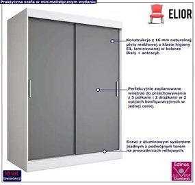 Szafa przesuwna 150 cm biały + antracyt Mornis