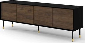 Frezowana szafka pod TV czarny + dąb catania M8-S99