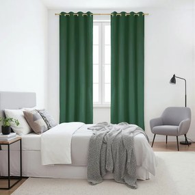 Zasłona gotowa welurowa na przelotkach 140x250 Butelkowa Zieleń Virella