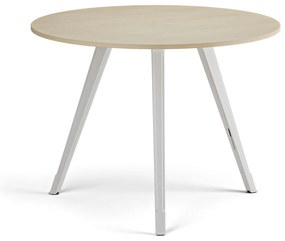 Stolik kawowy PRIMO ZEN, średnica 100 cm, biała podstawa, brzoza