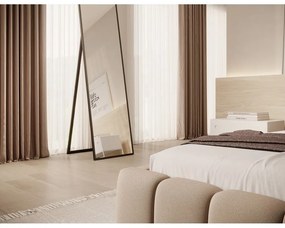 Jasnobrązowe tapicerowane łóżko jednoosobowe ze schowkiem ze stelażem 90x200 cm Lamica – ELTAP