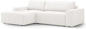 Biały rozkładany narożnik z materiału bouclé (lewostronny) Jodie – Micadoni Home