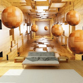 Fototapeta - 3D drewniany motyw (196x136 cm)