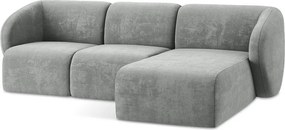Szary narożnik z tkaniny szenilowej (prawostronny/z szezlongiem) Lani – Makamii