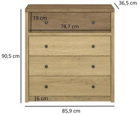 Loftowa komoda z 4 szufladami dąb cremona + dąb lefkas E4-G85