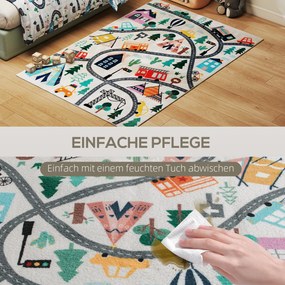 HOMCOM Dywan w Wzór Autostrady, Białe Tło, Miękkie Fleece, Łatwy w Pielęgnacji, Kolorowy