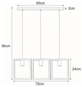 Potrójna loftowa lampa wisząca nad stół - S098-Natsa