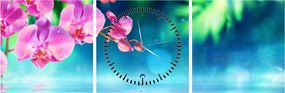 Obraz - Orchidea (z zegarem) (90x30 cm)
