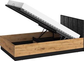 Łóżko 120 × 200 Colt 0901 z pojemnikiem na pościel i welurowym zagłówkiem
