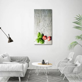 Foto obraz na szkle pionowy Pomidory i bazylia