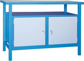 Stół warsztatowy GD, świerk + bukowa sklejka, 2 szafki, 1190 x 600 x 850 mm, szary