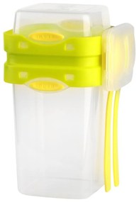 Zielony pojemnik na przekąskę i obiad ze sztućcami, Vialli Design, 650ml+230m