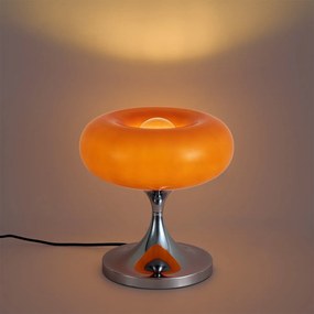 Lampa stołowa retro chromowana z pomarańczowym szklanym kloszem 31cm - Glaze