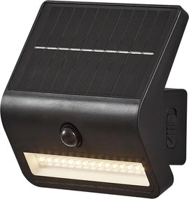 Zewnętrzna lampa ścienna czarna z LED IP54 z czujnikiem ruchu solarna - Floody