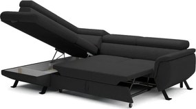 Narożnik RAVEN L Lewostronny wolnostojący z funkcją spania tkanina ARAGON 99 Czarny WERSAL