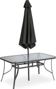 Zestaw Mebli Ogrodowych NEBRASKA Szary 6 Krzeseł Stół Tarasowy Parasol Nowoczesny