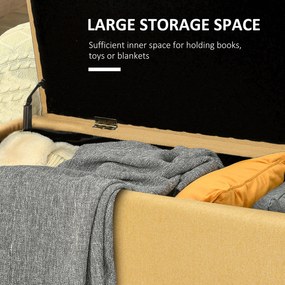 HOMCOM Ławka Tapicerowana z Miejscem Do Przechowywania, w Wyglądzie Lnu, Do 150 kg, 101x38,5x44,5 cm, Żółta