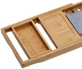 Półka na wannę, bambusowa z podstawką na książkę, 70 cm