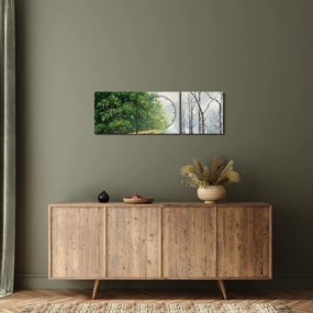 Obraz - Zima kontra lato (z zegarem) (90x30 cm)