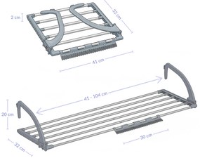 Suszarka na pranie na kaloryfer lub balkon, 41-104 cm, HENG