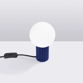 Ciemnoniebieska lampa stołowa ze szklanym kloszem (wysokość 19 cm) Orbital – Nice Lamps