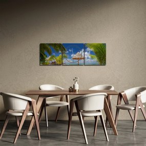 Obraz - Plaża z białym piaskiem (z zegarem) (90x30 cm)