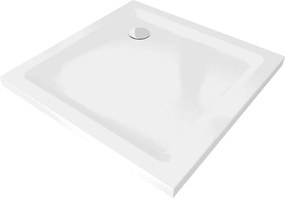 Mexen Flat brodzik kwadratowy slim 80 x 80 cm, biały, syfon chrom - 40108080