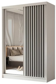 Szafa przesuwna - Lamel z lustrem 150 cm, biały mat